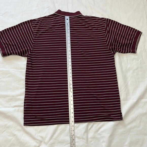 Top Flight  Brand men’s Polo T-shirt ,Size  L Maroon with stripes pre owned - Picture 12 of 14